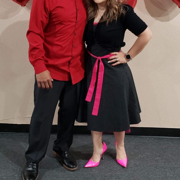 WINDSOR 50's dress Pink Polka Dot Black and white - Picture 5 of 8